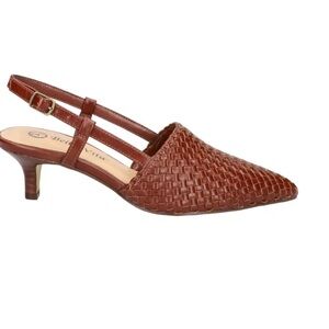 Bella Vita Chestnut Woven Slingback Heels